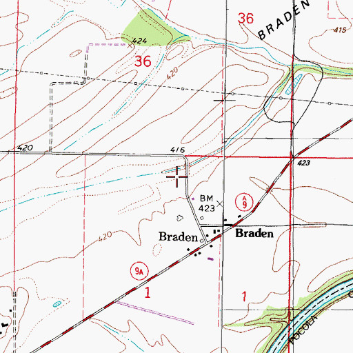 Topographic Map of Township of Braden, OK