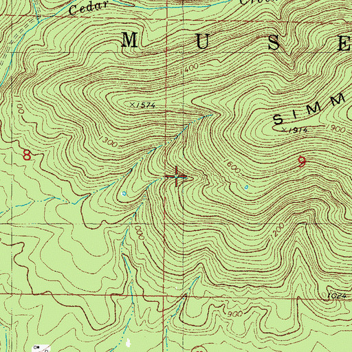Topographic Map of Township of Muse, OK