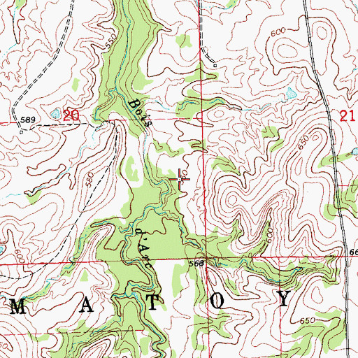 Topographic Map of Township of Matoy, OK