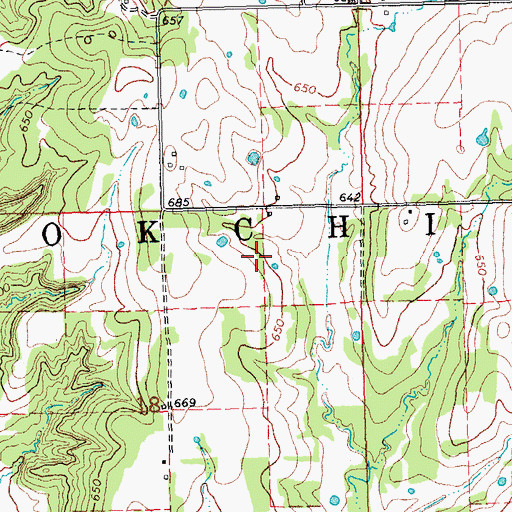 Topographic Map of Township of Bokchito, OK