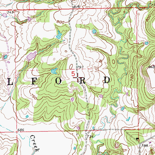 Topographic Map of Township of Halford, OK