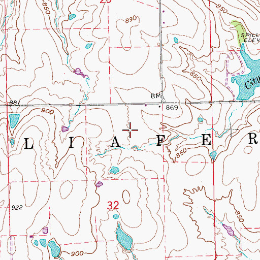 Topographic Map of Township of Taliaferro, OK