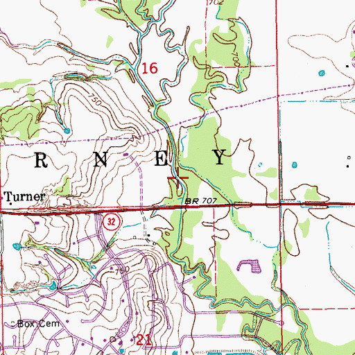 Topographic Map of Township of Burney, OK