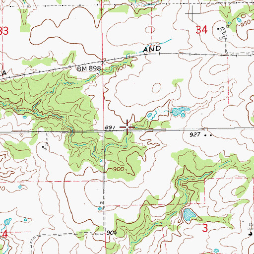 Topographic Map of Township of Lone Grove, OK