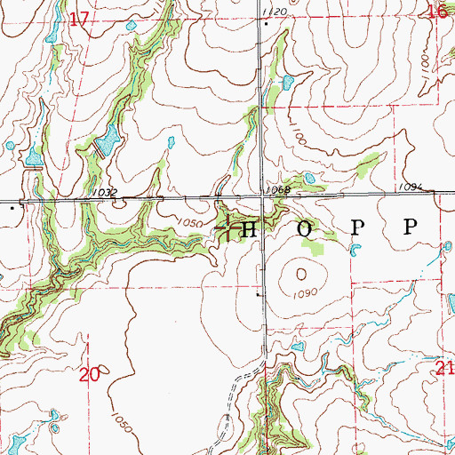 Topographic Map of Township of Hopping, OK