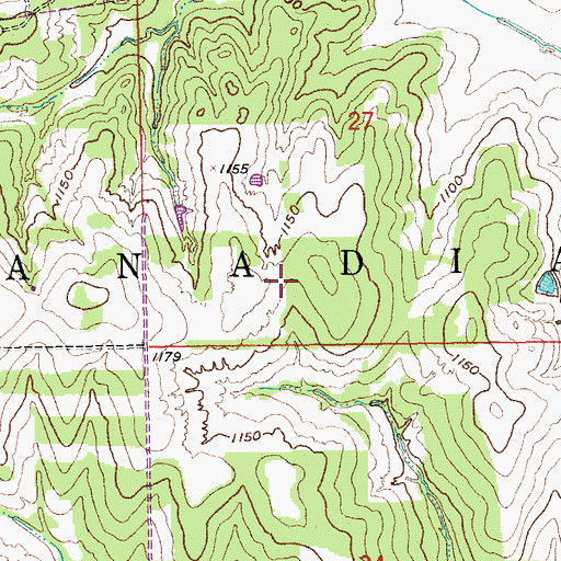 Topographic Map of Township of Canadian, OK