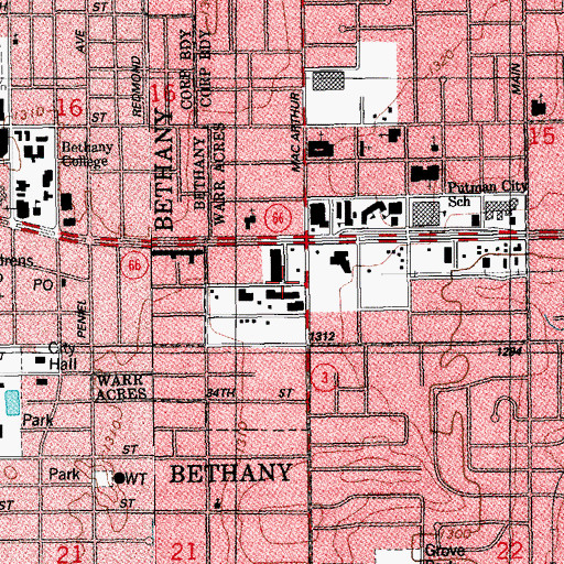 Topographic Map of Township of Oklahoma City, OK