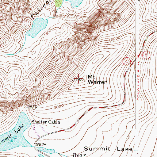 Topographic Map of Mount Warren, CO
