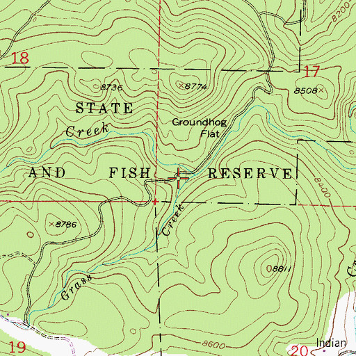 Topographic Map of Grass Creek, CO