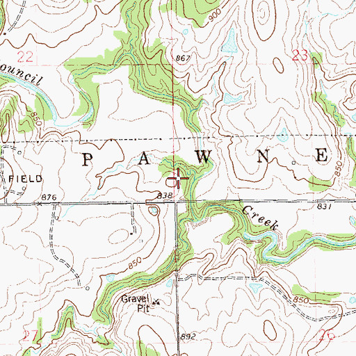 Topographic Map of Township of Pawnee, OK