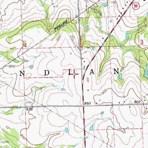 Topographic Map of Township of Indian, OK