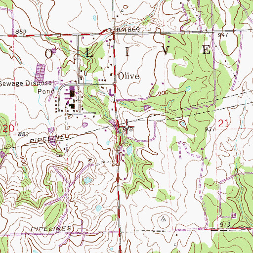 Topographic Map of Township of Olive, OK