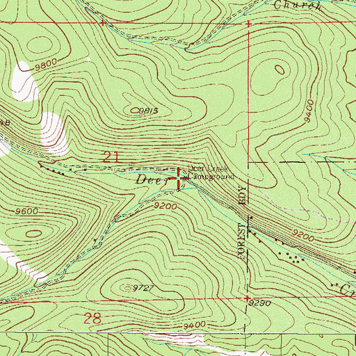 Topographic Map of Deer Creek Campground, CO