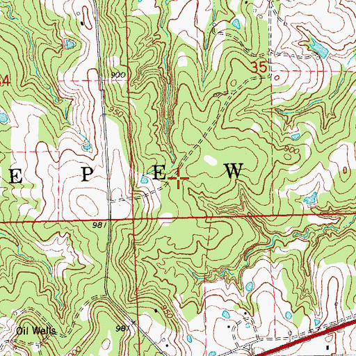 Topographic Map of Township of Depew, OK