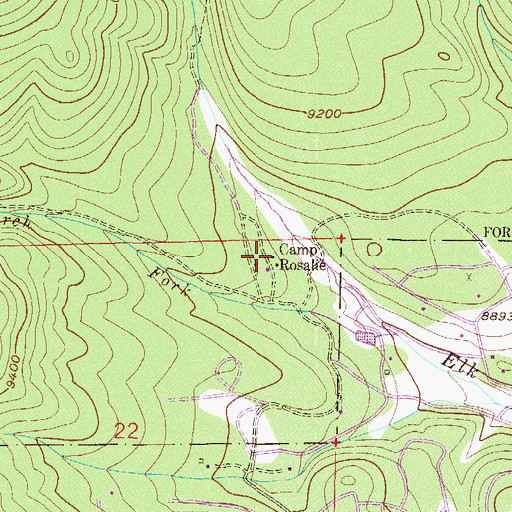 Topographic Map of Camp Rosalie, CO