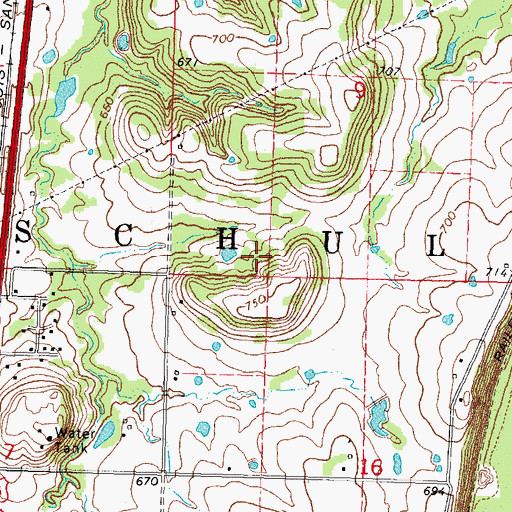 Topographic Map of Township of Schulter, OK