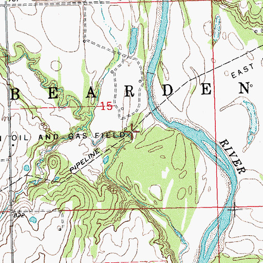 Topographic Map of Township of Bearden, OK