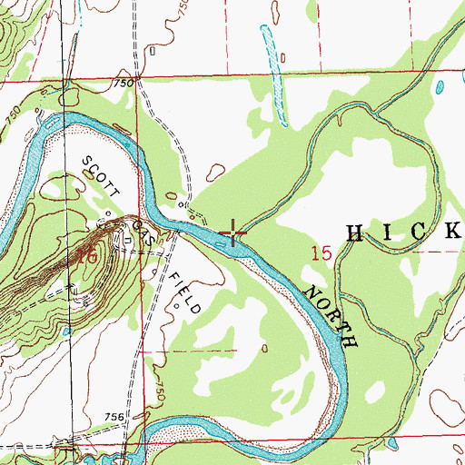 Topographic Map of Township of Hickory Ridge, OK