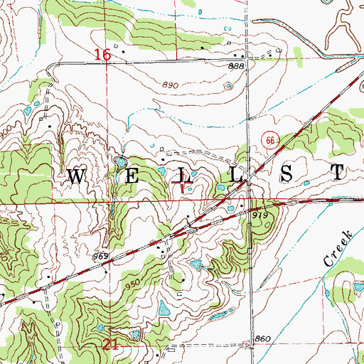 Topographic Map of Township of Wellston, OK