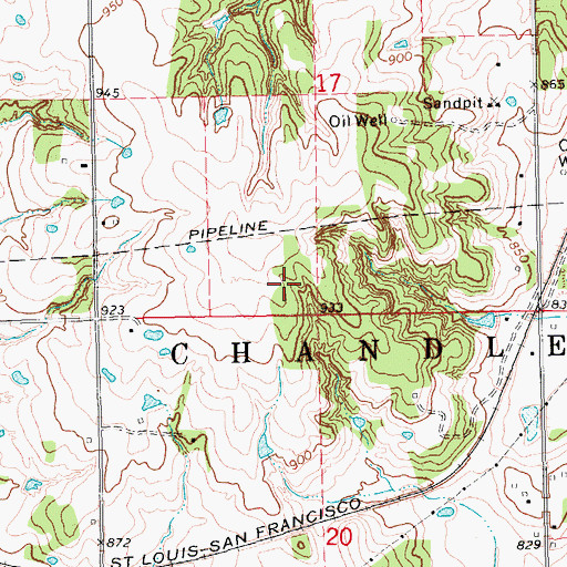 Topographic Map of Township of Chandler, OK