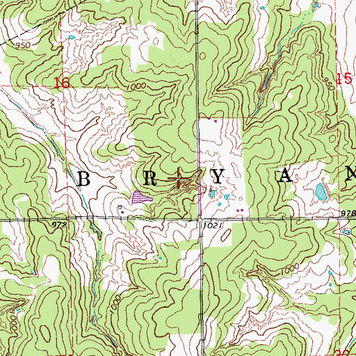 Topographic Map of Township of Bryan, OK