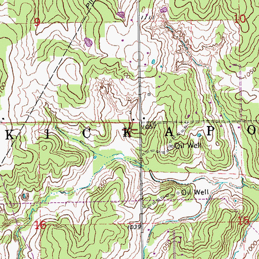 Topographic Map of Township of Kickapoo, OK