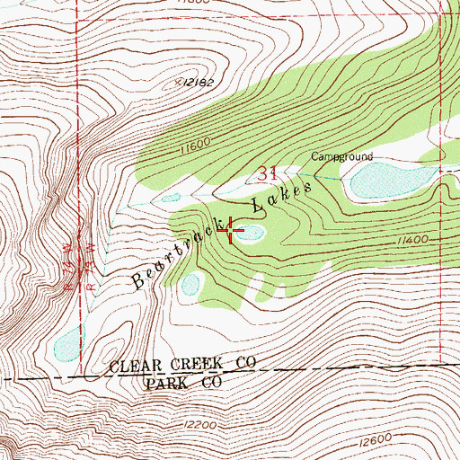 Topographic Map of Beartrack Lakes, CO