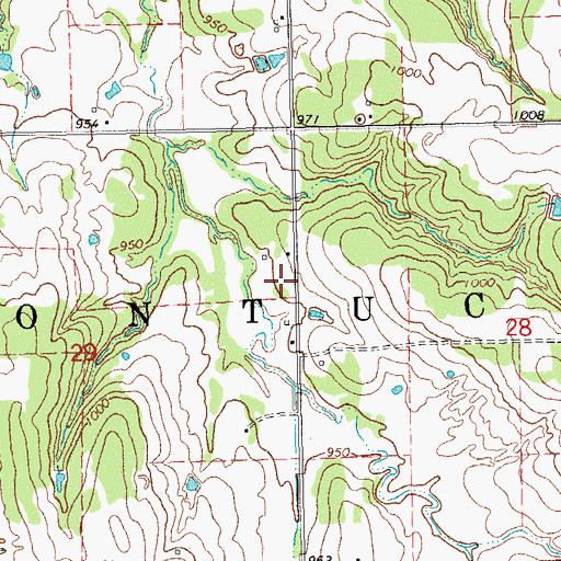 Topographic Map of Township of Econtuchka, OK