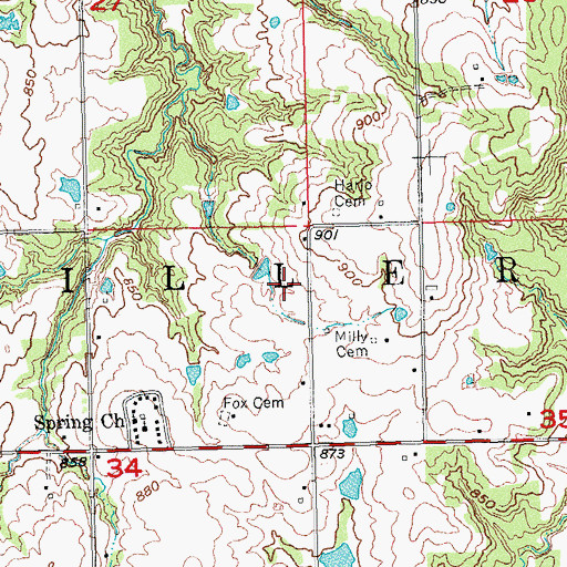 Topographic Map of Township of Miller, OK