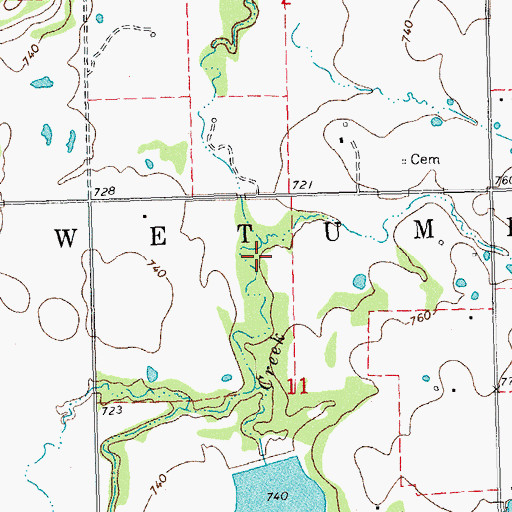 Topographic Map of Township of Wetumka, OK