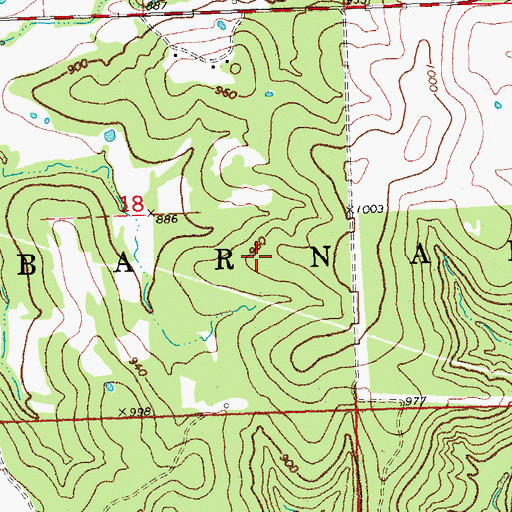 Topographic Map of Township of Barnard, OK