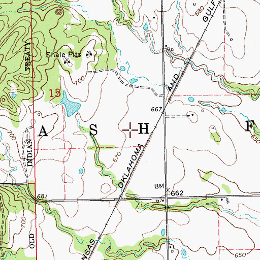 Topographic Map of Township of Ash Flat, OK