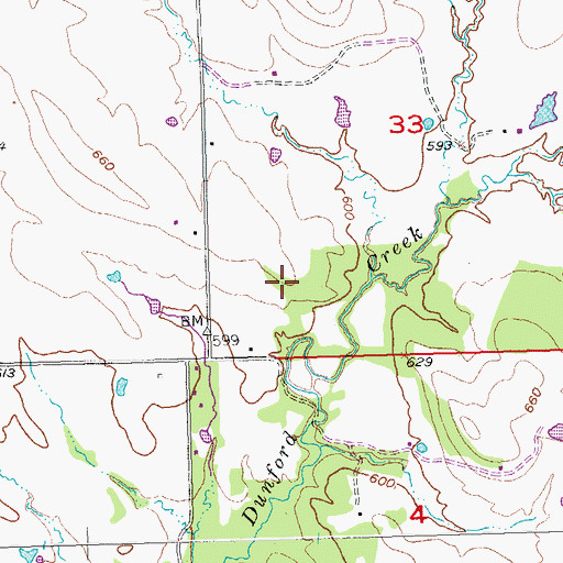 Topographic Map of Township of Hanraty, OK