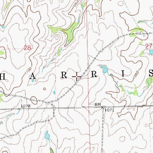 Topographic Map of Township of Harris, OK