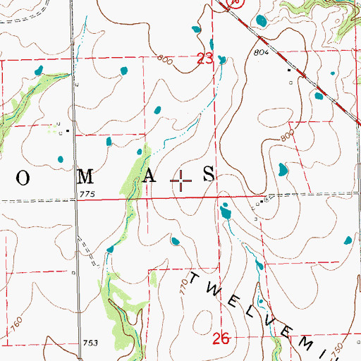Topographic Map of Township of Thomas, OK