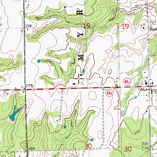 Topographic Map of Township of Myrick, OK