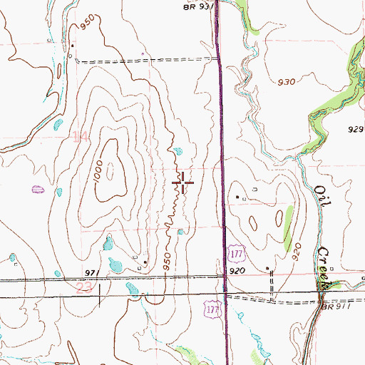 Topographic Map of Township of Morgan, OK