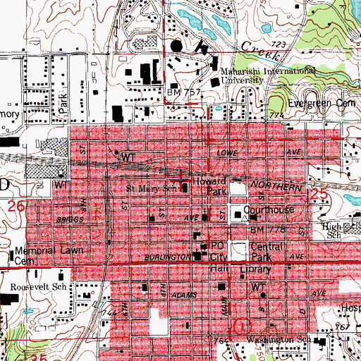 Topographic Map of Saint Mary School, IA