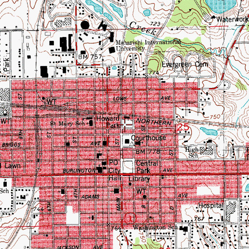 Topographic Map of Howard Park, IA