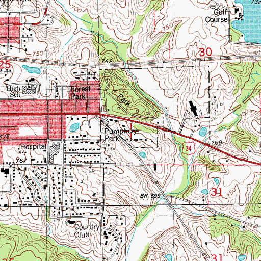 Topographic Map of Pumphery Park, IA