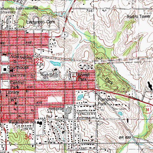 Topographic Map of Forest Park, IA