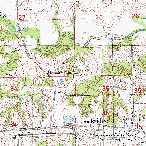 Topographic Map of Hopkirk Cemetery, IA