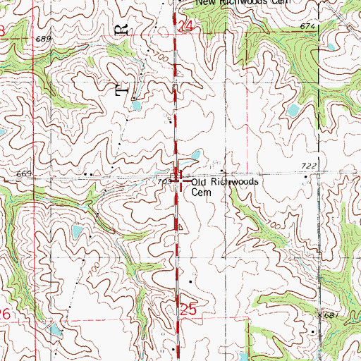 Topographic Map of Old Richwoods Cemetery, IA
