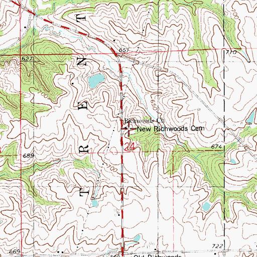 Topographic Map of New Richwoods Cemetery, IA
