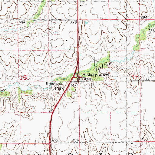 Topographic Map of Hickory Grove Cemetery, IA