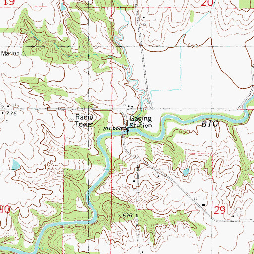 Topographic Map of Lynn Creek, IA