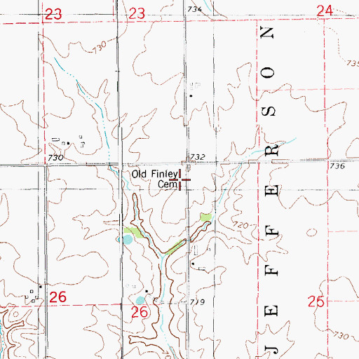 Topographic Map of Old Finley Cemetery, IA