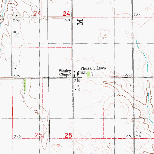 Topographic Map of Pleasant Lawn School, IA