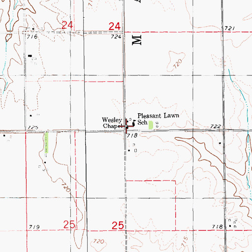 Topographic Map of Wesley Chapel, IA