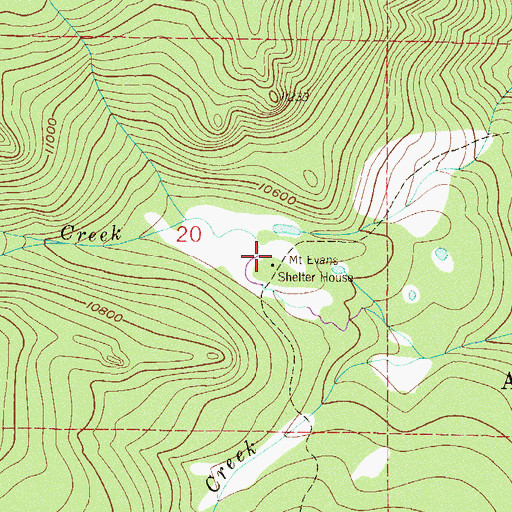 Topographic Map of Mount Evans Shelter House, CO